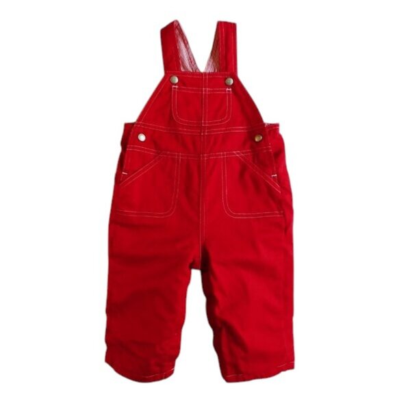 Vintage Gap Red Striped Lined Overalls size 3-6 Months - Picture 13 of 13